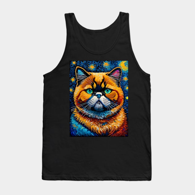 The Exotic Shorthair Cat in starry night Tank Top by FUN GOGH